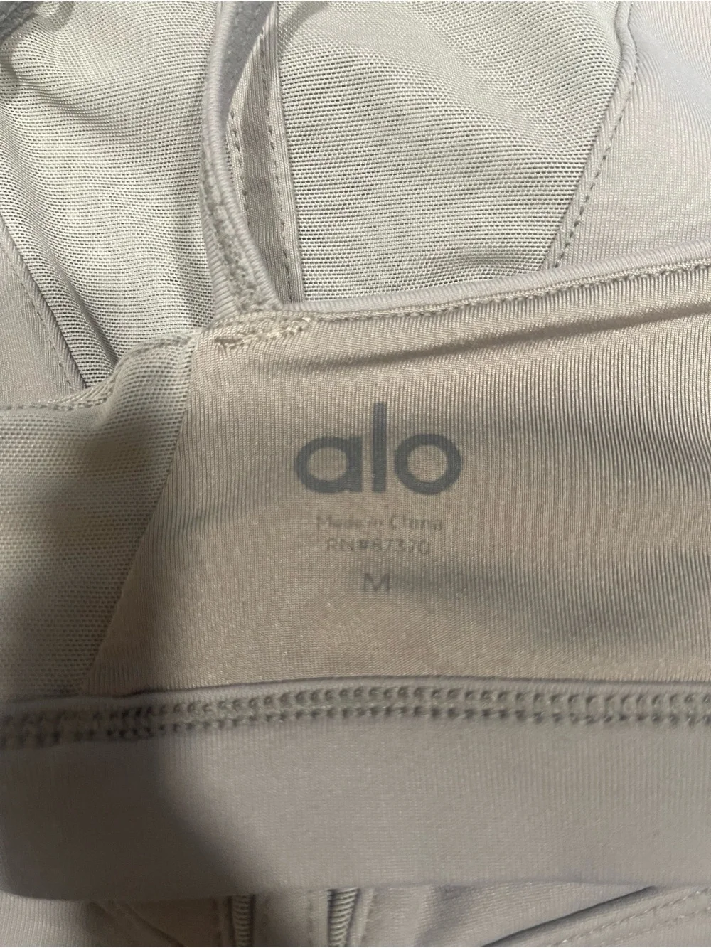 Alo YOGA Empower High Neck Mesh Yoga Bra In Gravel Sz-Medium- Women